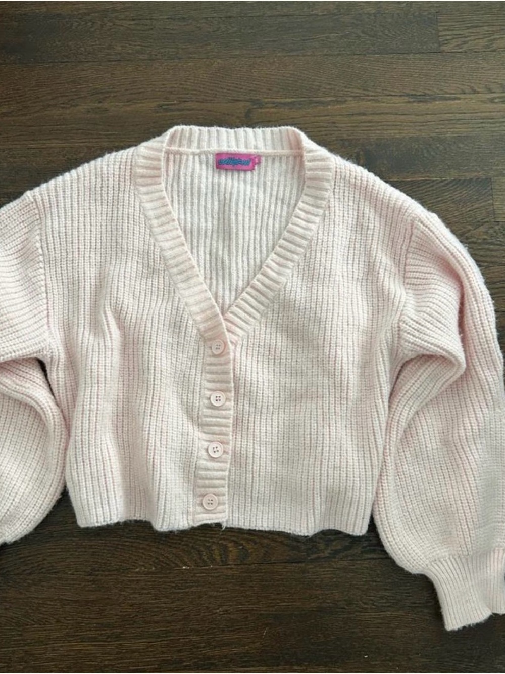 Edikted Light Pink V-Neck Button Cardigan